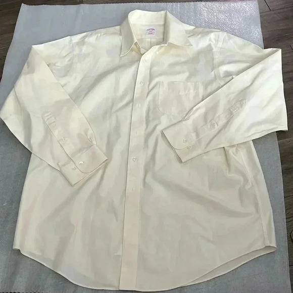 [17-4/5/XL]NWOT Brooks Brothers Men Cream Dress  Shirt - Picture 1 of 9